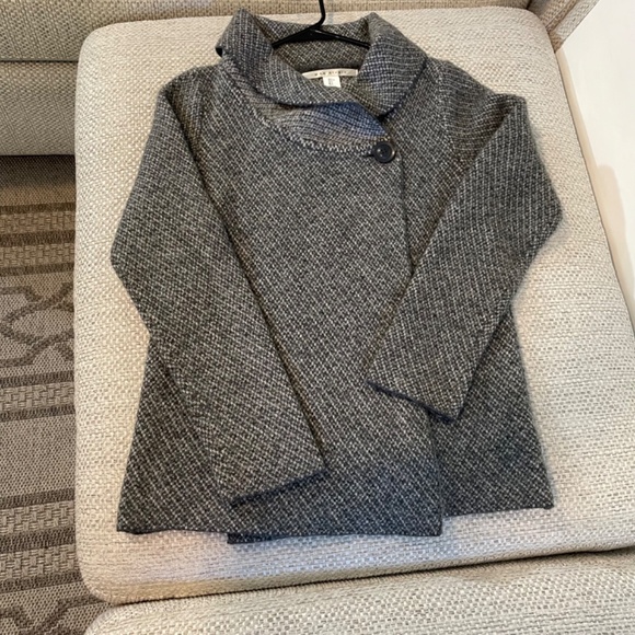 Max Studio Gray/White Wrap One Button Sweater Jacket Large Size - Picture 5 of 5